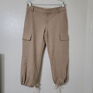 Banana Republic Wool Blend Martin Fit Stretch Crop Tan/Khaki Jogger Pants Sz 8